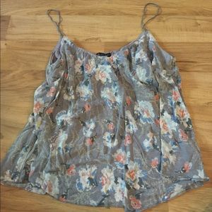 Grey floral tank top